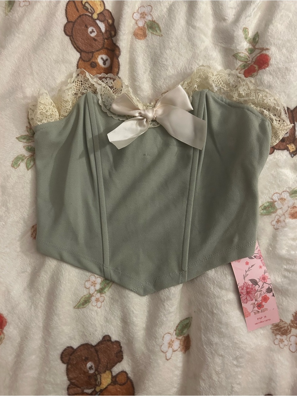 Shein lace trim and bow top